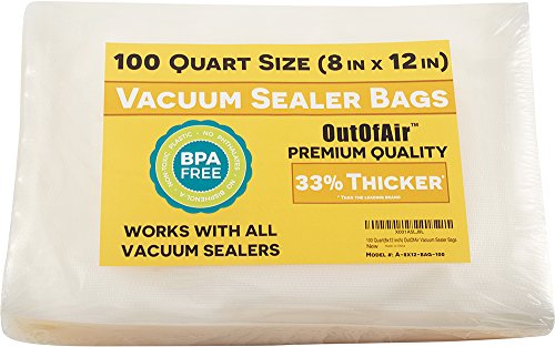 Book Cover 100 Vacuum Sealer Bags: Quart Size (8