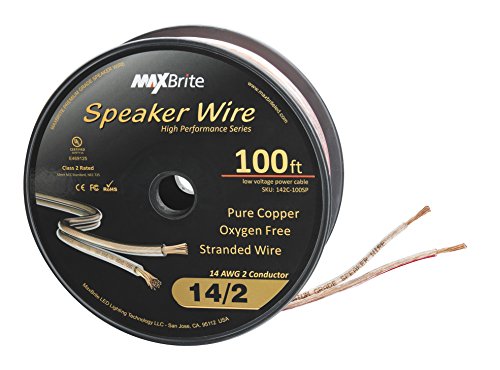 Book Cover High Performance 14 Gauge Speaker Wire, Oxygen Free Pure Copper - UL Listed Class 2 (100 Feet Spool)