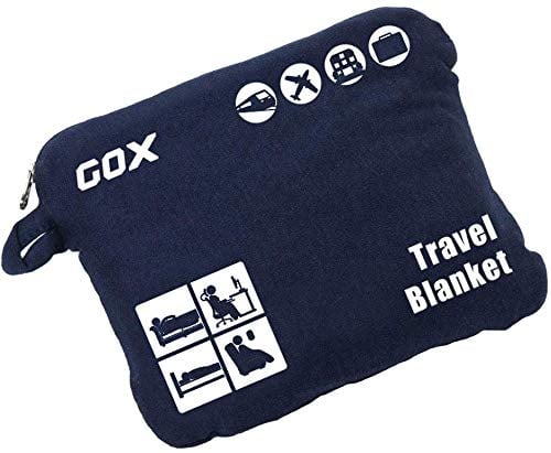 Book Cover GOX Cozy-Soft Travel Blanket with Pocket/Bamboo Fiber Blanket/Organic Fabric Blanket (Navy Blue)