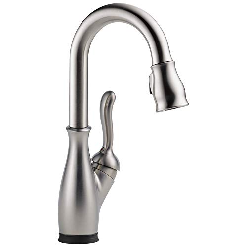 Book Cover Delta Faucet Leland Touch Bar Faucet Brushed Nickel, Single Hole Wet Bar Faucets with Pull Down Sprayer, Prep Sink Faucet, Delta Touch2O Technology, SpotShield Stainless 9678T-SP-DST