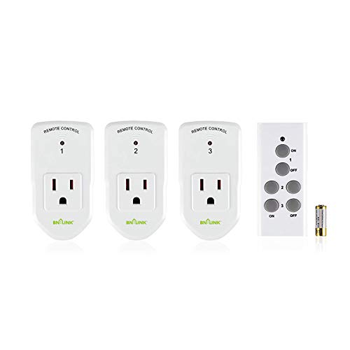 Book Cover BN-LINK Wireless Remote Control Electrical Outlet Switch for Lights, Fans, Christmas Lights, Small Appliance, Long Range White (Learning Code, 3Rx-1Tx) 1200W/10A