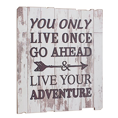 Book Cover Stonebriar High Plains Live Your Adventure Weathered White Wood Wall Art