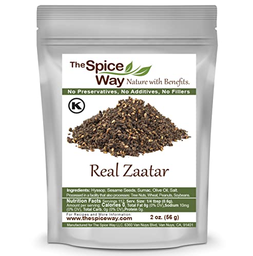 Book Cover The Spice Way - Real Zaatar with Hyssop spice blend | 2 oz | (No Thyme that is used as an hyssop substitute). With sumac. No Additives, No Perservatives, (Za'atar/zatar/zahtar/zahatar/za atar)