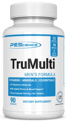 Book Cover PEScience TruMulti Men's, Multivitamin with Premium Quality Vitamin C, D, Zinc for Immune & Stress Support, 90 Capsules
