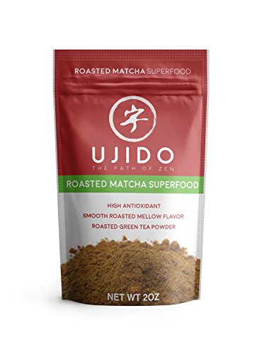 Book Cover Ujido Roasted Matcha Green Tea, 2 oz. – Culinary Grade Japanese Matcha Powder – Hand-Picked Green Tea Leaf Powder – Antioxidant Superfood – For Cooking & Drinking – Coffee Substitute – Smooth, Smoky,