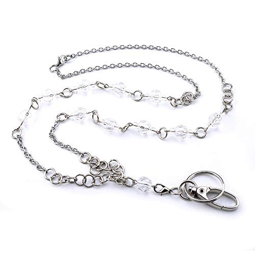 Book Cover LUXIANDA Silver ID Necklaces, Teacher Lanyard ID Necklaces ID Badge Holder