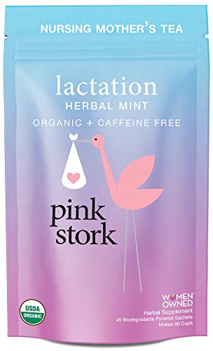 Book Cover Pink Stork Lactation: Herbal Mint Nursing Support Tea -Organic Loose Leaf Tea in Biodegradable Sachets -Natural Breastfeeding Support -Enhance Breastmilk Nutrition, Supply