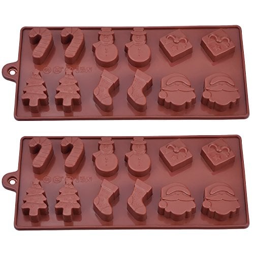 Book Cover Dxg 2 Pack Silicone Christmas Chocolate Molds, Cake Candy Jelly Ice Tray Mould, Coffee