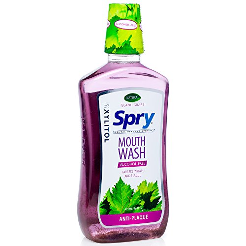 Book Cover Spry Alcohol-Free Xylitol Mouthwash, Natural Island Grape, Anti-Plaque - 16 fl oz