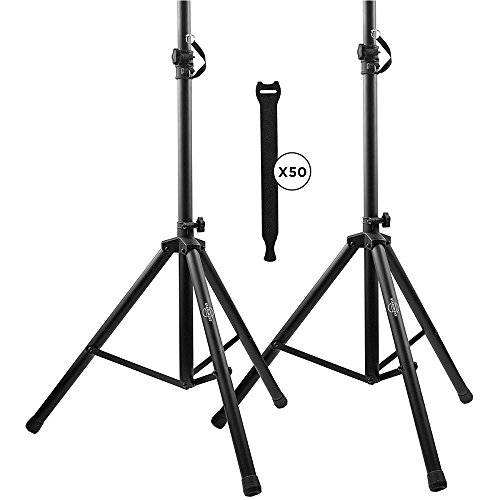 Book Cover Pa Speaker Stands Pair Pro Adjustable Height with 50 Cable Ties Kit To Secure Cable to stand (2 Stands) 6ft Tripod Speaker stands by Starument