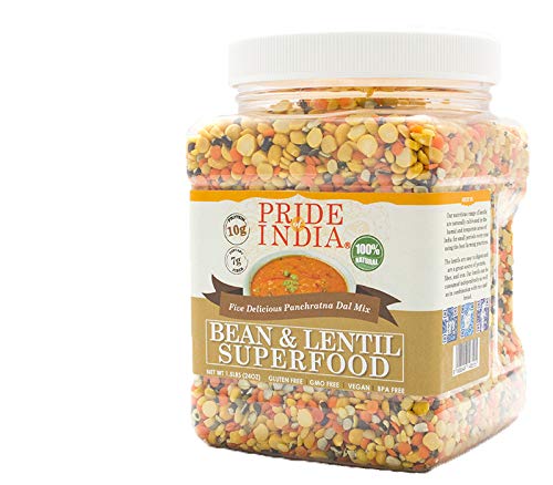Book Cover Pride Of India - Indian Bean & Lentil Superfood - Five Delicious Panchratna Dal Mix, 1.5 Pound Jar