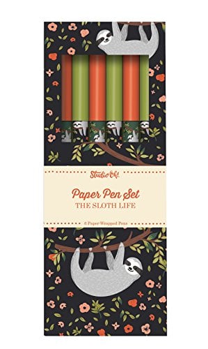 Book Cover Studio Oh! Paper Pen Set, The Sloth Life, Box of 6 (PPS03)