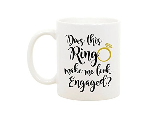 Book Cover The Coffee Corner - Does This Ring Make Me Look Engaged - 11 Ounce White Ceramic Coffee or Tea Mug - Engagement Gift, Gift for Fiance