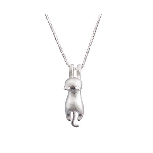 Book Cover S.Leaf S925 Sterling Silver Cat Necklaces Cat Jewelry for Women Cat Gifts for Cat Lovers Cat Lover Gifts for Women Cat Lady Gifts Silver Cat Pendant Collarbone Necklace