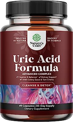 Book Cover Uric Acid Kidney Support Vitamins for Men and Women - Herbal Cleanse Detox for Joint Pain Swelling & Stiffness Pure Tart Cherry Milk Thistle and Bromelain - Antioxidant Dietary Supplement for Health