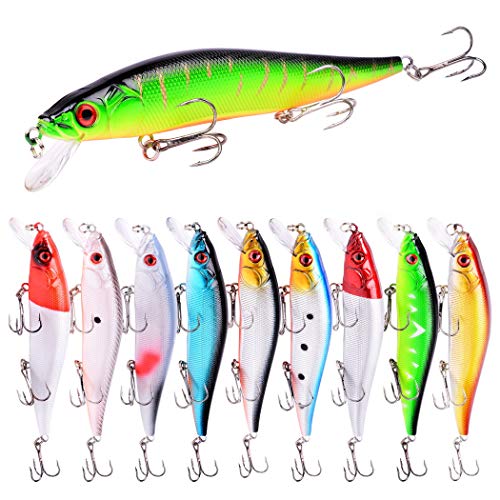 Book Cover Aorace 10Pcs/Lot 14cm 23g Artificial Bait Minnow Fishing Lures Plastic Hard Baits Lure Fishing Lures Kit for Bass Trout Crankbaits Jerkbaits Saltwater