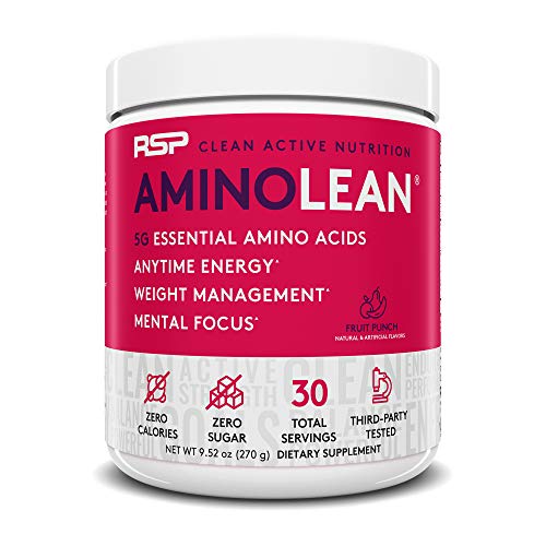 Book Cover RSP AminoLean - All-in-One Pre Workout, Amino Energy, Weight Management Supplement with Amino Acids, Complete Preworkout Energy for Men & Women, Fruit Punch, 30 (Packaging May Vary)