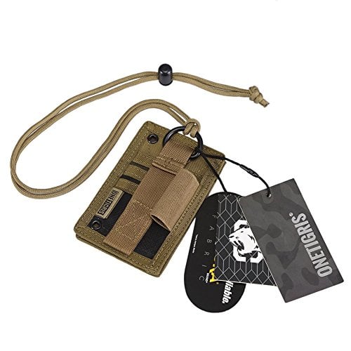 Book Cover OneTigris Tactical ID Card Holder Hook & Loop Patch Badge Holder Neck Lanyard Key Ring and Credit Card Organizer (Coyote Brown-500D Codura)