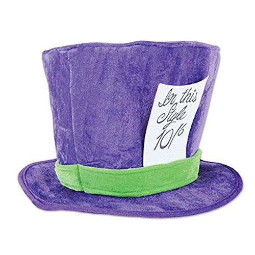 Book Cover Beistle 60059 Plush Mad Hatter Hat, Purple/Green