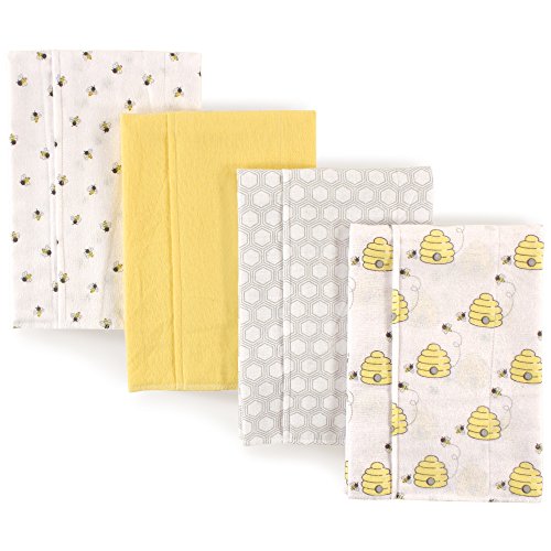 Book Cover Hudson Baby unisex baby Cotton Flannel burp cloths, Bee, One Size US