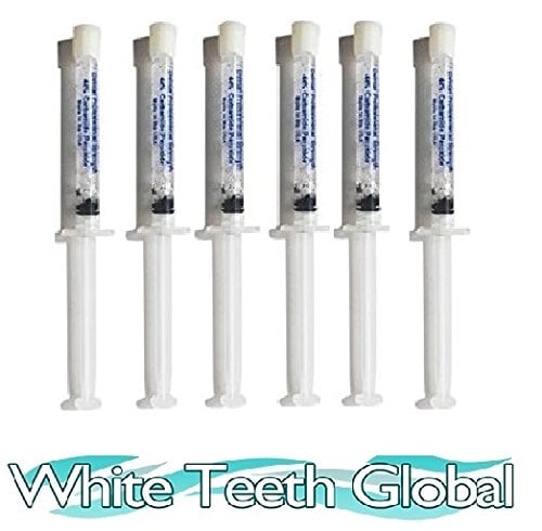 Book Cover White Teeth GLobal Teeth Whitening Gel 44% Carbamide Peroxide, 6 Tooth Bleaching Gel Syringes