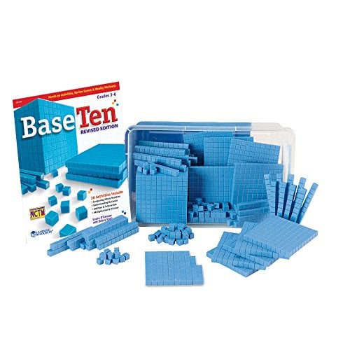 Book Cover hand2mind Blue Plastic Base Ten Blocks, 161-Piece Starter Set