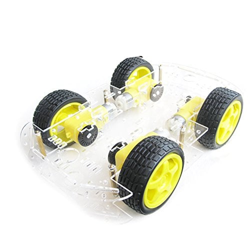 Book Cover 4 Wheel 2 Layer Robot Smart Car Chassis Kits with Speed Encoder for Arduino DIY (Yellow)