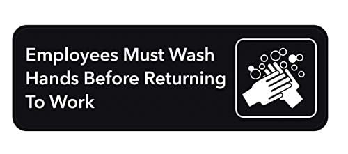 Book Cover Corko Signs Employees Must Wash Hands Sign, Acrylic Sign with 3M Tape on Back for Secure and Easy Install