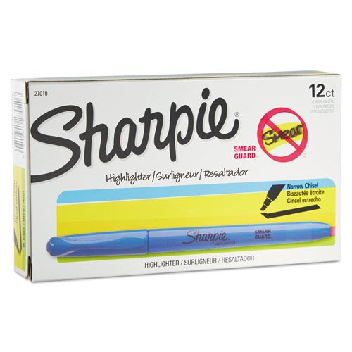 Book Cover Sharpie Accent Pocket Style Highlighters, Chisel Tip, Fluorescent Blue, 36-Count