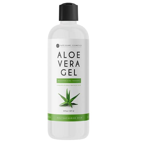 Book Cover Kate Blanc Cosmetics Aloe Vera Gel for Face and Skin (8 oz) Pure Aloe Vera Gel for Hair Growth. Aloe Gel Great for Sunburn Relief, Burns, Dry Scalp Moisturizer. Made from Organic Aloe Vera Plant