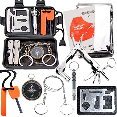 Book Cover EMDMAK Survival Kit Outdoor Emergency Gear Kit for Camping Hiking Travelling or Adventures (Black)
