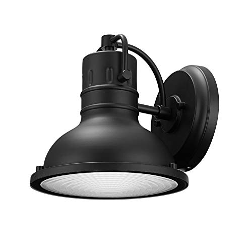 Book Cover Globe Electric 44157 Harbor 1-Light Outdoor Indoor Wall Sconce, Matte Black, Clear Plastic Diffuser, 9.4