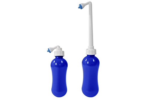 Book Cover BOSS BIDET Mini - Great Pressure, Easy to use, high Quality. Hot Warm Cold Water. Perfect for Home, Travel, Post partum. Angled Retractable Nozzle, Discrete Bag, Compact 12.5 oz 380 ml Blue
