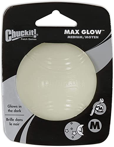 Book Cover Chuckit Max Glow Ball Dog Toy, Medium (2.5 Inch Diameter) for Dogs 20-60 lbs, Pack of 4