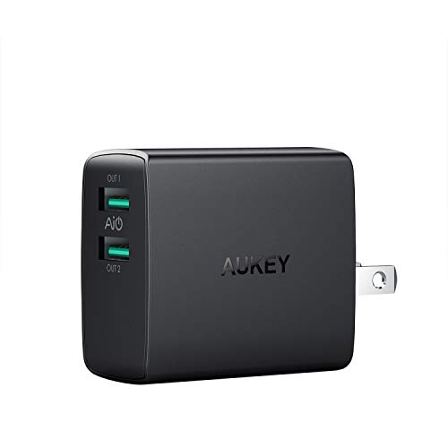 Book Cover AUKEY USB Wall Charger, Ultra Compact Dual Port 4.8A Output & Foldable Plug, Compatible iPhone Xs/XS Max/XR, iPad Pro/Air 2 / Mini 4, Kindle Fire and More