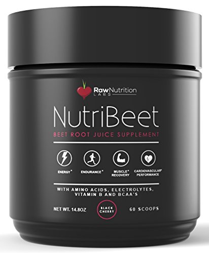 Book Cover Raw Nutrition Labs NutriBeet Nitric Oxide Optimizer Organic Beet Root Juice Powder with Amino Nitrate Matrix, Electrolytes, Vitamin B Energy Boost & BCAA Recovery Support (60 scoops), 14.8 oz