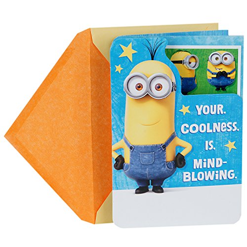 Book Cover Hallmark Birthday Card for Kids (Minions, Stickers Included)