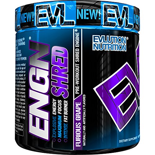 Book Cover Evlution Nutrition ENGN Shred Pre Workout Thermogenic Fat Burner Powder, Energy, Weight Loss, 30 Servings (Furious Grape)
