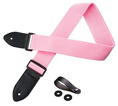 Book Cover TimbreGear Pink Kids Guitar Strap with FREE STRAP BUTTON AND (2) STRAP LOCKS, AMAZING GIFT & VALUE