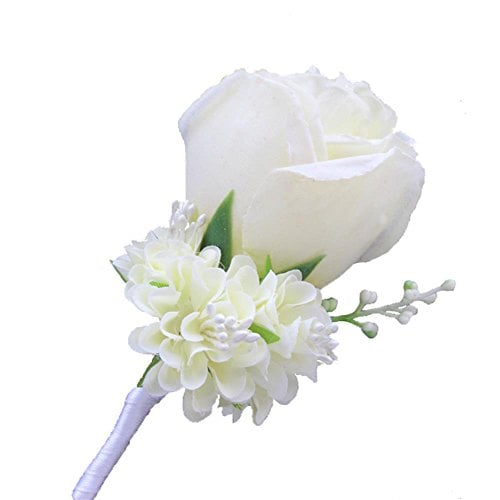 Book Cover WeddingBobDIY Boutonniere Buttonholes Groom Groomsman Best Man Rose Wedding Flowers Accessories Prom Suit Decoration Ivory