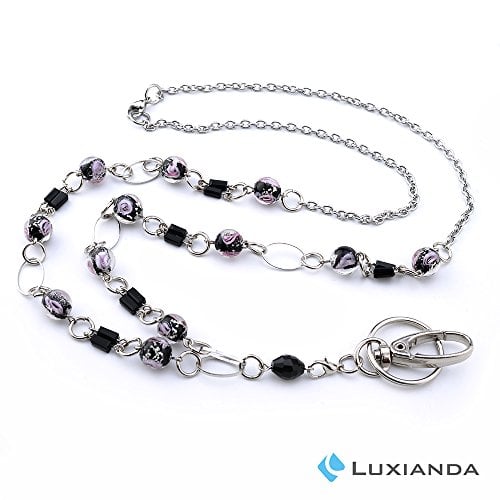 Book Cover LUXIANDA Generous Lanyard for Keys Badge Lanyards for Women ID Necklaces Badge Holder Stainless Steel Chain