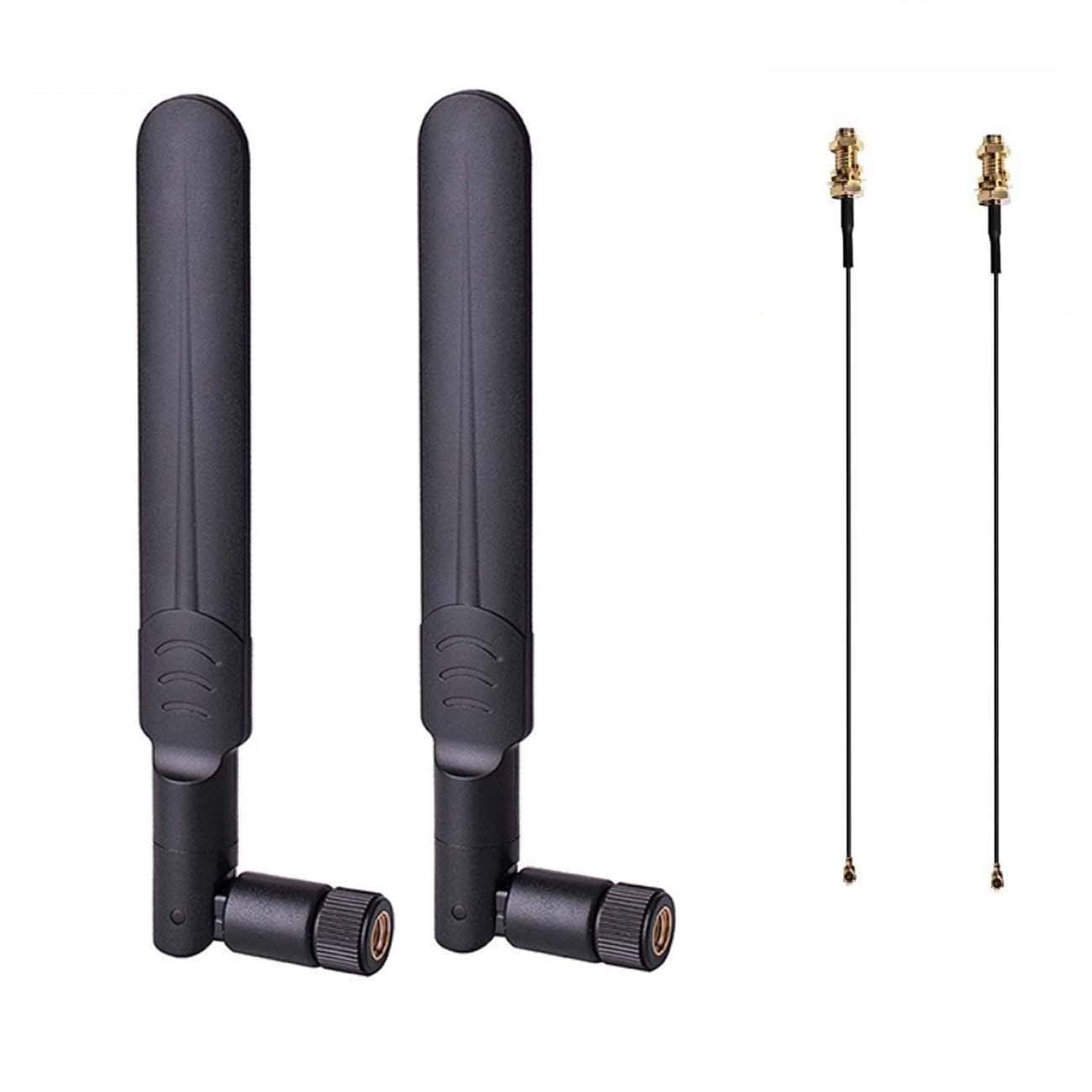 Book Cover HUACAM HCM82 2X 8dBi 2.4GHz 5GHz 5.8GHz Dual Band Wireless Network WiFi RP SMA Male Antenna+2x15CM U.FL/IPEX to RP SMA Female Pigtail Cable