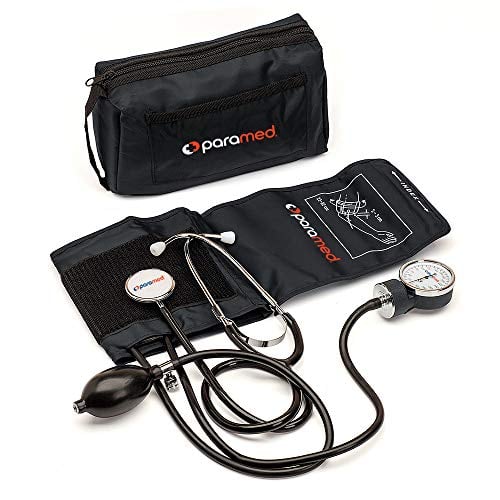 Book Cover PARAMED Aneroid Sphygmomanometer with Stethoscope â€“ Manual Blood Pressure Cuff with Universal Cuff 8.7 - 16.5