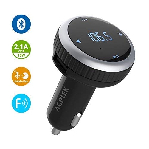 Book Cover AGPtek Wireless In-Car Bluetooth 4.2 FM Transmitter Radio Adapter Car Kit MP3 Player Dual USB Car Charger Support Hands-Free Calling TF Card and USB Flash Disk Play