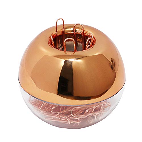 Book Cover MultiBey NE0600607  Light Luxury Fashion Paper Clips, Rose Gold Edition, In Round Paper Clip Holder With Magnetic Lid, 28 mm, 100 Piece Per Box