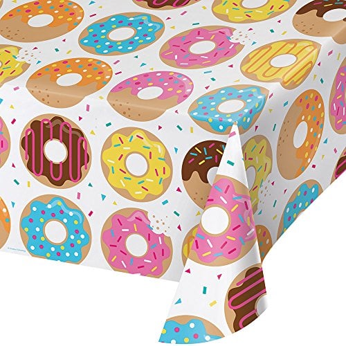 Book Cover Creative Converting All Over Print Plastic Tablecover, Donut Time - 324230