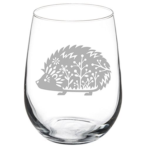 Book Cover Wine Glass Goblet Fancy Hedgehog (17 oz Stemless)
