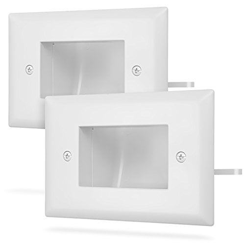 Book Cover Fosmon 1-Gang (2 Pack) Recessed Low Voltage Cable Plate In-Wall Installation for Speaker Wires, Coaxial Cables, HDMI Cables, or Network/Phone Cables (White)
