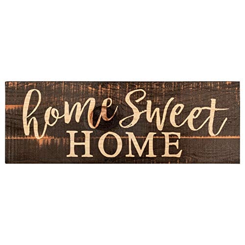 Book Cover P. Graham Dunn Home Sweet Home Script Design Black Distressed 15.75 x 5.5 Inch Solid Pine Wood Plank Wall Plaque Sign