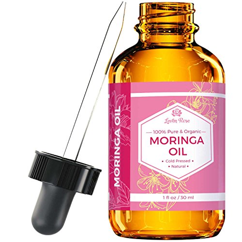 Book Cover Leven Rose Moringa Oil, Pure, Organic, Cold Pressed, All Natural for Face, Skin, & Hair 1 oz